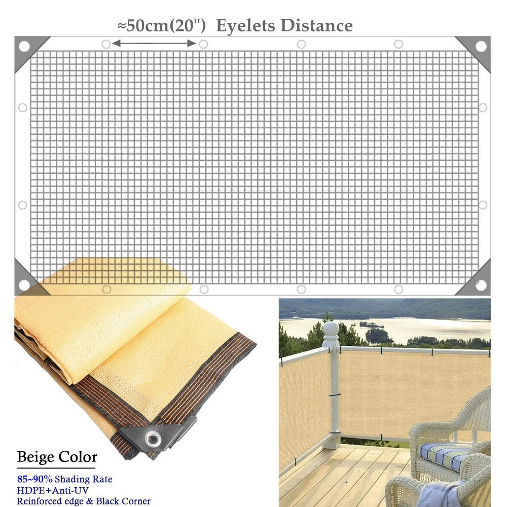 90% Shading Breathable Balcony Privacy Screen Outdoor Sun Shade Net Gazebo Patio Shade Cloth Screen Garden Fence Netting