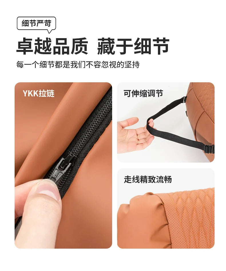 Quality Nappa Leather Car Headrest Lumbar Support Cushion Comfortable Soft Car Neck Pillows Waist Pillow Car Interior Accessorie