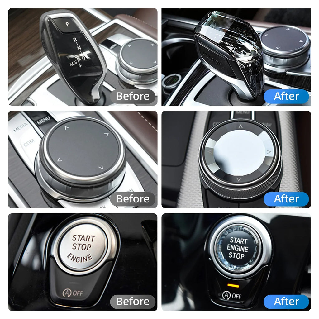 4 Piece Set Crystal Gear Shift Knob LHD for BMW X3/X5/X6 3/4/7 Series G20 G21 G28 G12 X6 G06 X7 G07 Ix3 G08 I4 G26 G70 X5 G05