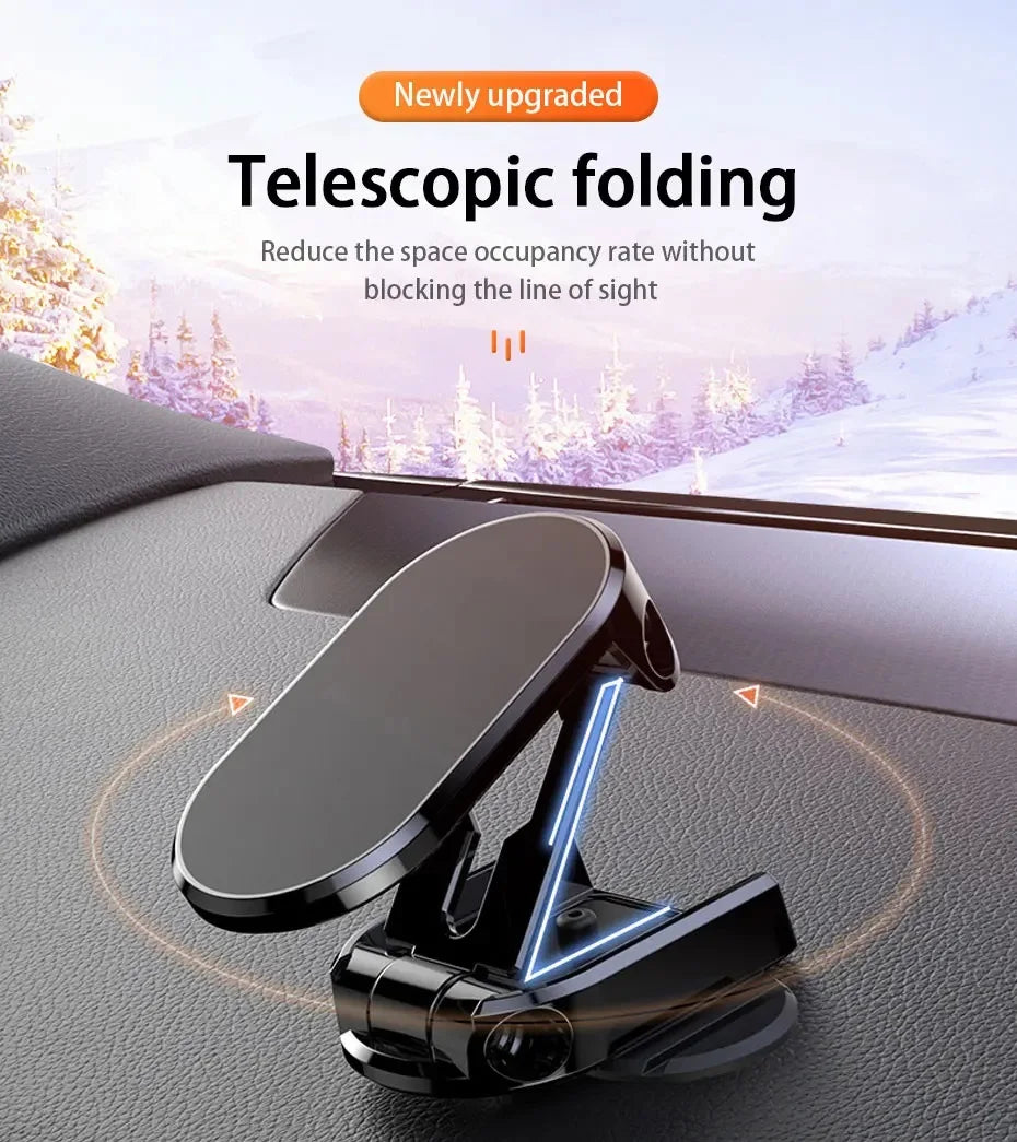 Universal Auto Magnetic Mobile Phone Holder Car Metal Creative Auto Folding Height 360°Adjustable Positioning Rotating Bracket