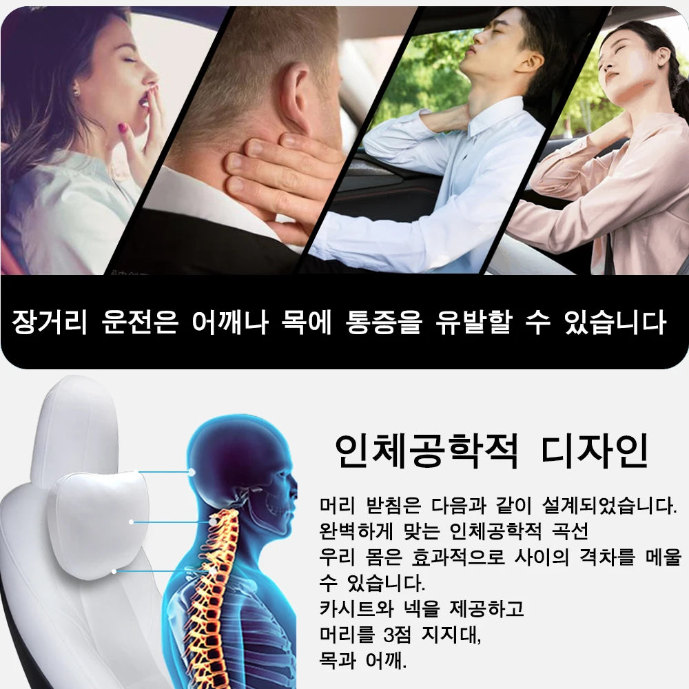 For Tesla Model 3 Y Flocking/Leather Car Seat Neck Pillow Soft Memory Neck Pillow High-Quality Headrest Lumbar Support