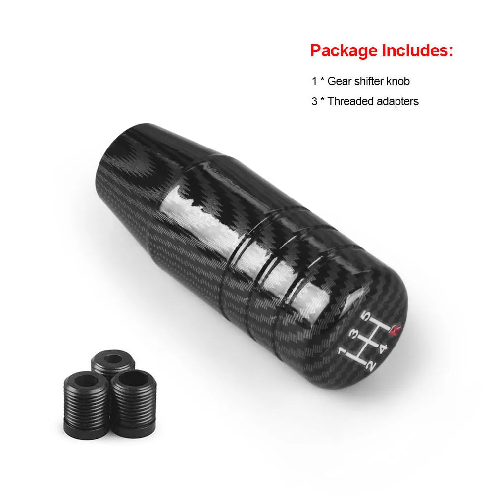 8.5CM Aluminum Carbon Filter Black Gear Shift Knob Racing Universal Manual Transmission Shifter Lever Knob With three adapters