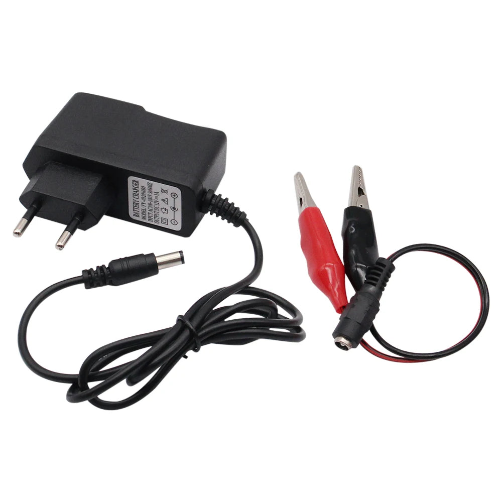 12V 1000mA Lead Acid Dry Battery Charger for Car Motorcycle 12 Volt 1A Electric Toy Tool Motor Power Charging Adapter with Clip