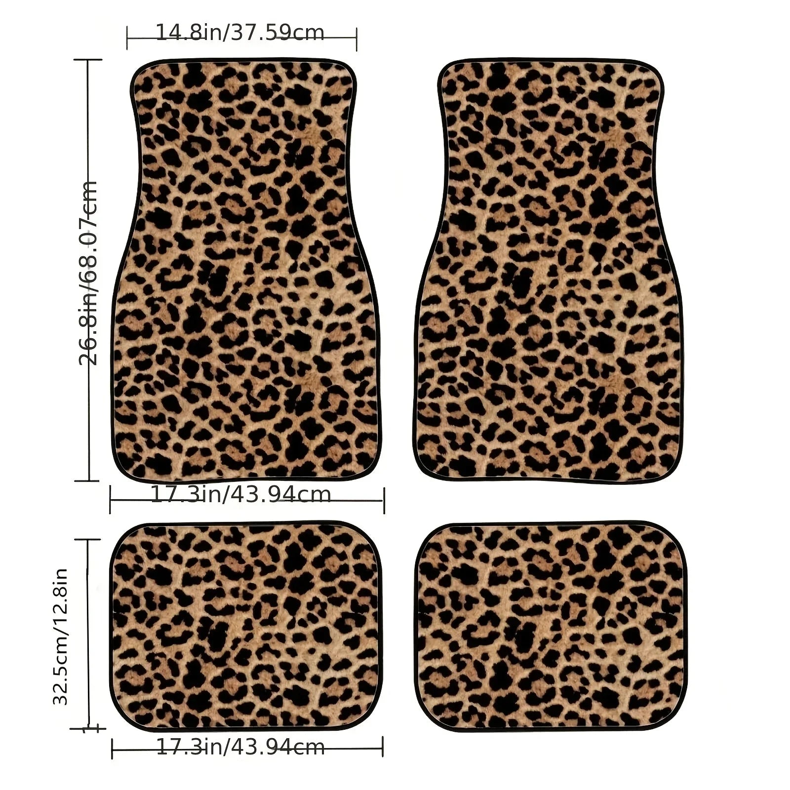 Leopard Print Car Floor Mats Set, All-Weather Universal Size for Front and Rear Seats, Suitable for SUVs, Limousines, LKWs