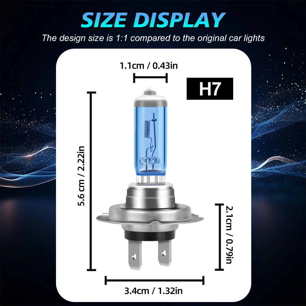 4Pcs Car H7 100W Halogen Headlight 6000K Super White Daytime Running Lamp High Power Light Bulb 12V Fog Lights