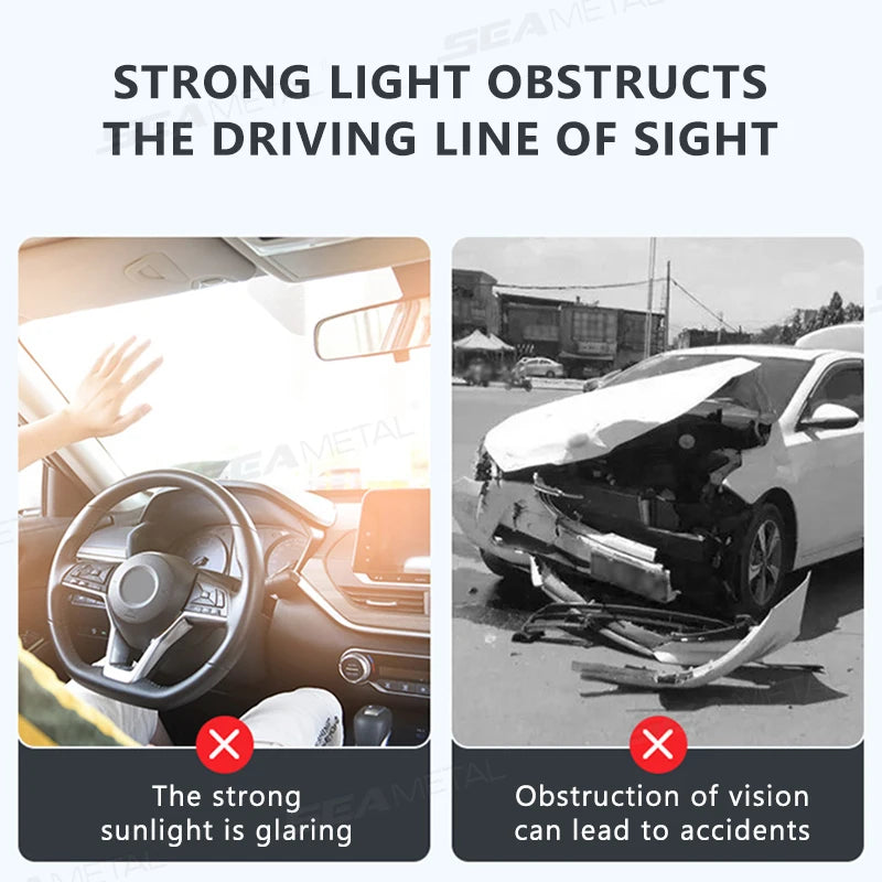 SEAMETAL Car Sun Visor Sunshade Goggles Anti-UV Adjustable Car Mounted Mirror Sun Visor Extender Safety Driving Car Accessories