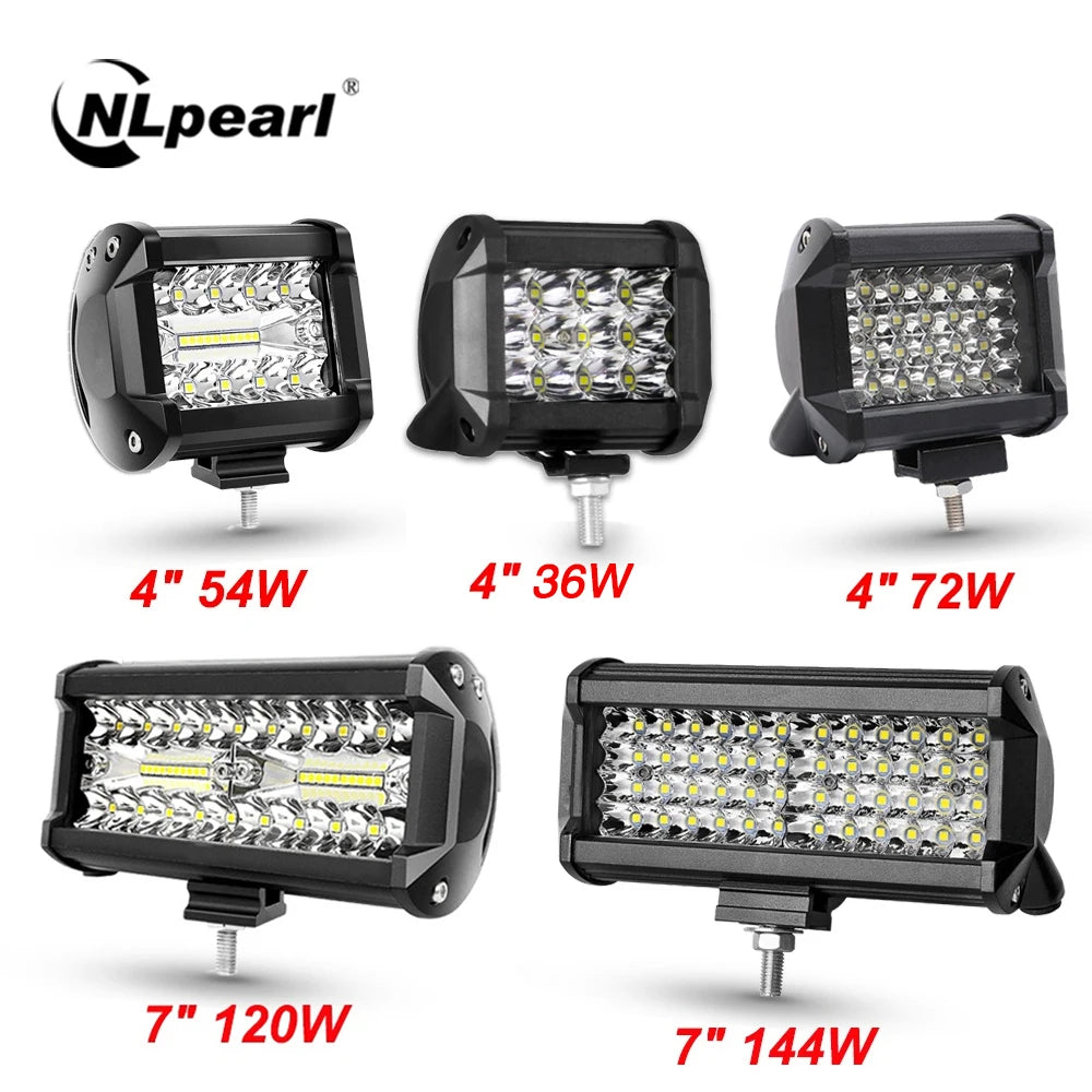 NLpear Car LED Light Bar/Work Light Offroad Spot Flood Combo LED Bar For Truck Car SUV 4x4 Boat ATV Barra LED 12V 24V Headlights