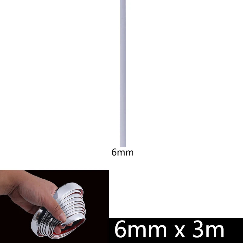 3M/5M Chrome Moulding Trim Car Door Protector Stickers Strip Bumper Grill Car Anti-Collision Tape Door Edge Guard Plate Sticker