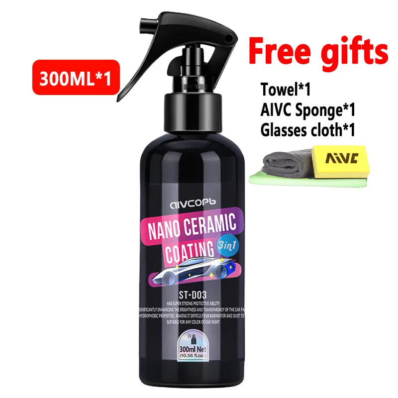3 In 1 Ceramic Car Coating Spray Nano Ceramic Coating For Auto Paint Care Crystal Durable Protection Paintwork Shine Shield