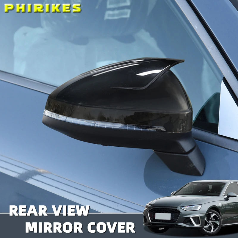 For Audi A4 A5 B9 Side Mirror Caps (Black Look) 2017 2018 2019 2020 2021 2022 S4 S5 RS5 allroad Quattro replace Covers ABT style