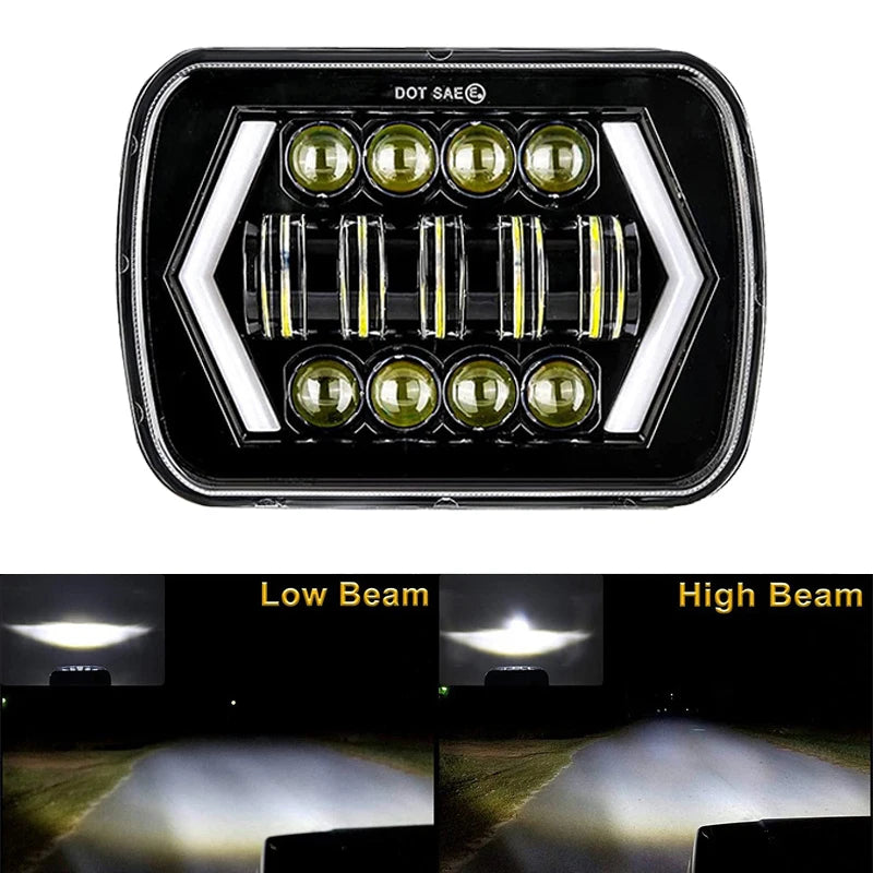 5x7 4x6 Square 7Inch LED Headlight 55W Led Headlamp Hi/Low Turn Signal for 4x4 Suzuki Samurai Jeep Wrangler Off Road