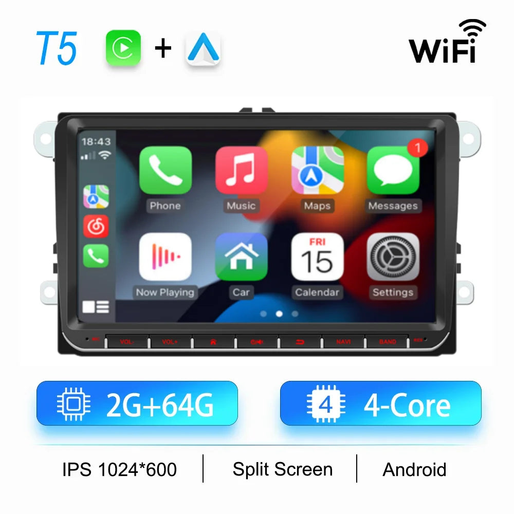 2Din Car Radio Android for Volkswagen Golf 5 6 Polo Passat B6 B7 CC Skoda Jetta Universal Multimedia Carplay Wifi GPS Navigation