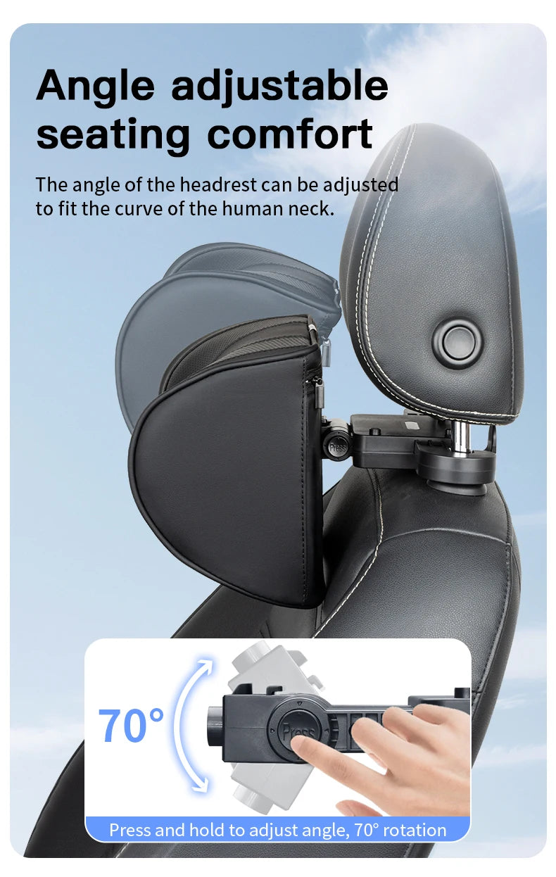 Leather Car Seat Headrest Cushion Multi-Function Memory Foam Car Neck Pillow Adjustable Car Headrest Pillow Auto Accessories