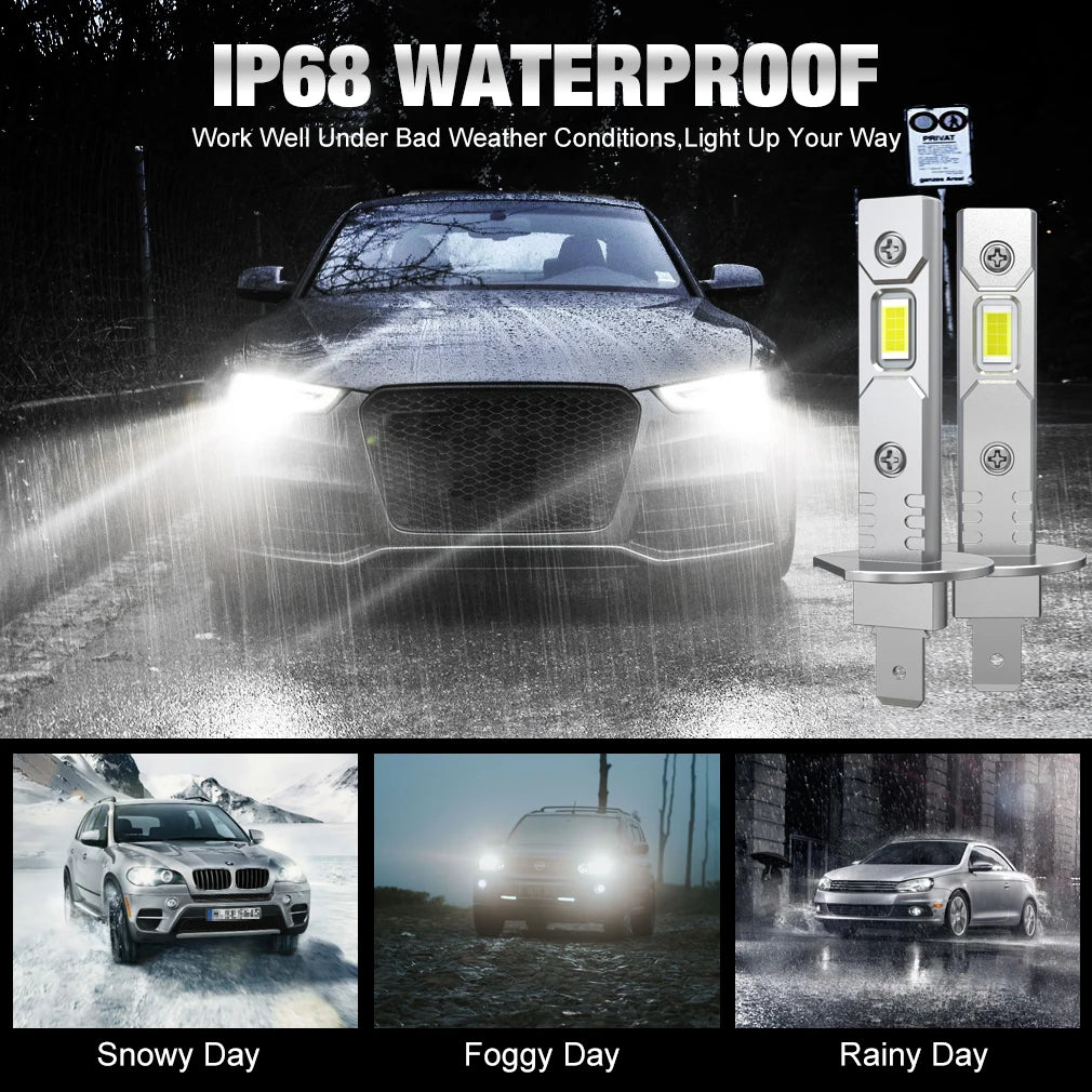 XSTORM H1 H3 LED Headlight Bulb Mini 50W 20000LM CSP for Car Headlamp Fanless Light Auto Diode Fog Lamps 12V 6000K Automobile