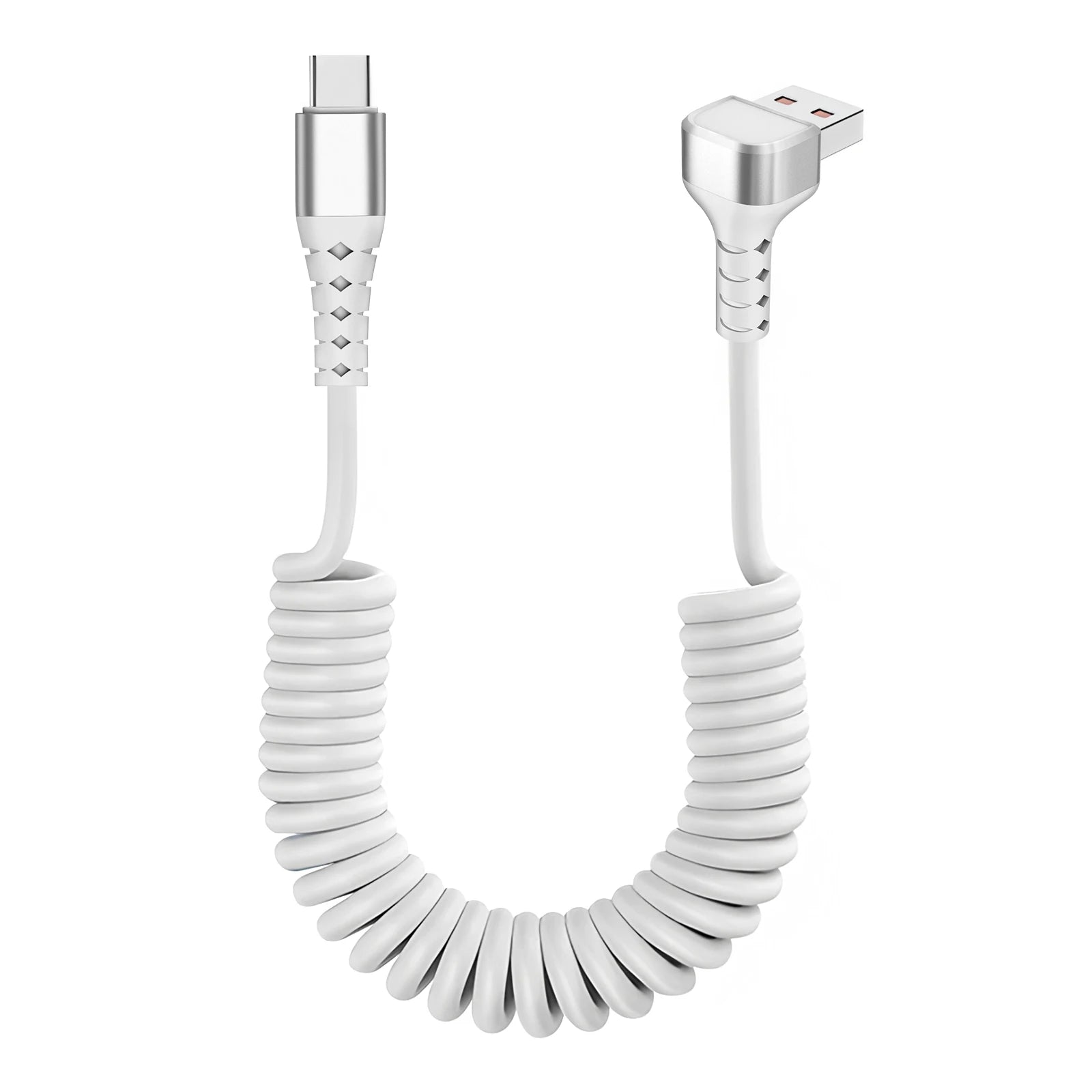 Elbow USB-C Retractable Spring Data Cable: Supports fast charging, compatible with iPhone 15/16 Pro Max,CarPlay &Carlife+