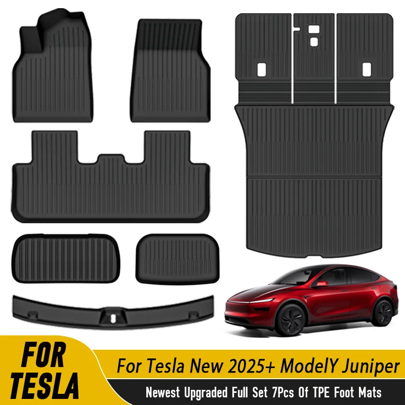 For Tesla New 2025+ Model Y Juniper TPE Anti-slip Floor Mat Waterproof Newest Upgraded Full Set Of  TPE Foot Mats Accessory