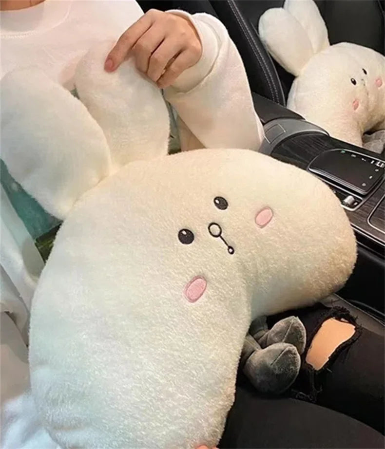 Woman Girl Neck Cushion Rabbit Car Accessories Seat Belt Shoulder Pad Animal Cervical Pillow Universal Headrest Cute Neck Pillow