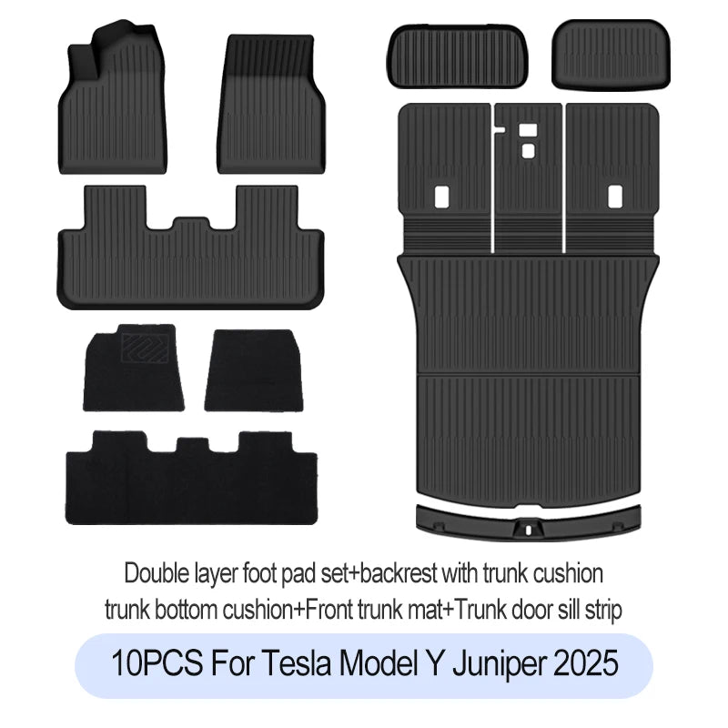 For Tesla New Model Y Juniper 2025+ TPE Floor Mats Waterproof Luggage Mat Wear-resistant Foot Pads ModelY Trunk Mats Accessories