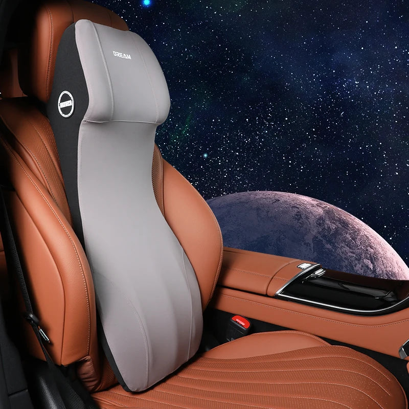 Car Leather Headrest Lumbar Support Memory Foam Car Rest Neck Pillow Back Cushion Seat Waist Supports Car Interior Accessories