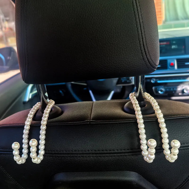 Creative Pearl Car Seat Hook Stylish Backrest Organizer Multifunctional Car Mounted Hook Women Car Decor Accessories