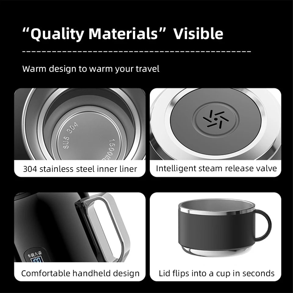 Car Mounted Kettle 2025 New 12V24V Universal Heating And Insulation Integrated Car Essential Stainless Steel 304 Electric Kettle