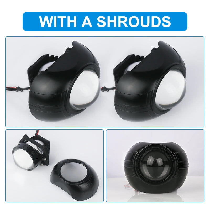 NLpear 2PCS 3 Inch Bi LED Projector Headlights Lenses for Hella LED Lights Projector 120W 40000LM Diode Headlamp Car Accessories