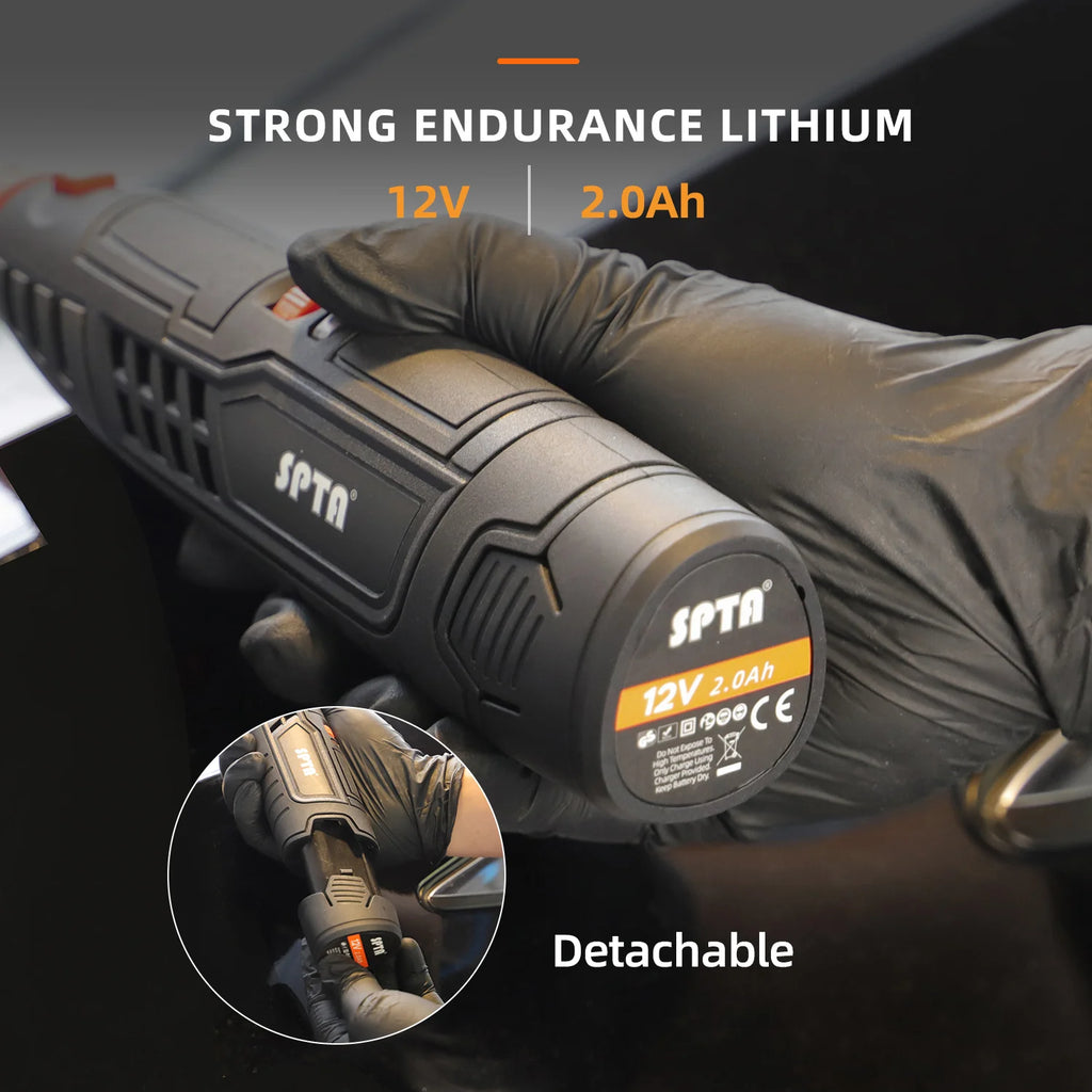 SPTA 12V Cordless Rotary Mini Car Polisher ,Car Electric Drill, 5,000-25,000 RPM Small Buffer Polisher Polishing Foam Pad Set