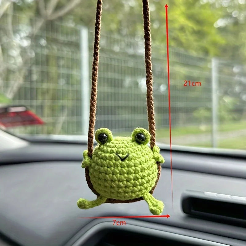 1 PC New Handmade Knitted Charms Cute Frog, Penguin,Duck,Chick Animal Car Charms Car Decoration Cute Car Accessories