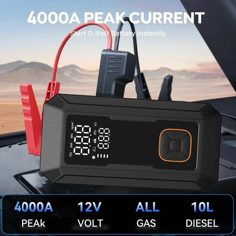 YINGBOOST Car Jump Starter with Air Pump Peak 4000A Auto Battery Booster &150PSI Tire Inflator Jump Starter with Air Compressor