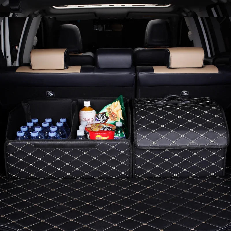 Car Trunk Organizer Box Large Capacity Auto Multiuse Tools Storage Bag Stowing Tidying Leather Folding for Emergency