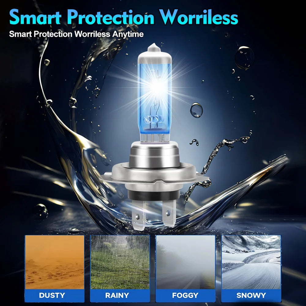 4Pcs Car H7 100W Halogen Headlight 6000K Super White Daytime Running Lamp High Power Light Bulb 12V Fog Lights