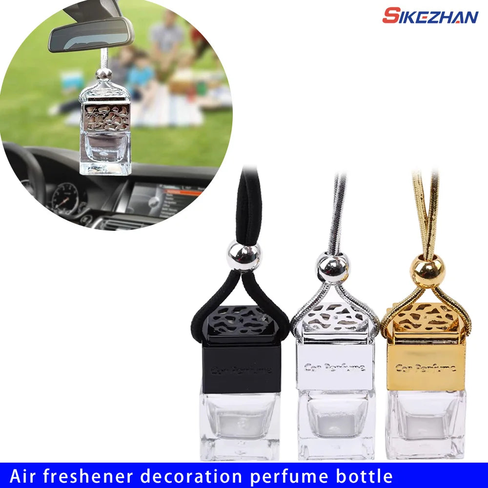 Air Freshener Ornament Perfume Bottle Pendant Essential Oils Auto Car Perfume Bottle Hanging Glass Bottle Car-styling