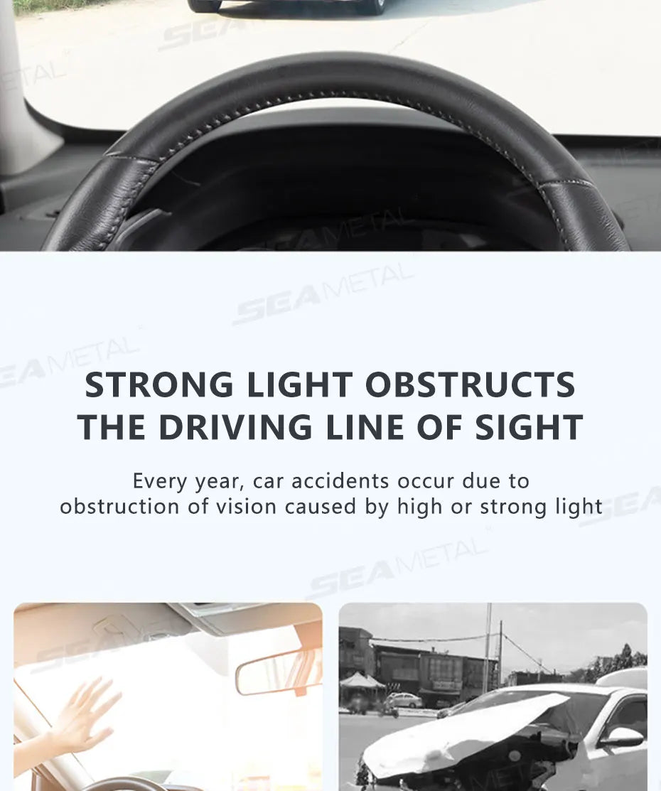 SEAMETAL Car Sun Visor Sunshade Goggles Anti-UV Adjustable Car Mounted Mirror Sun Visor Extender Safety Driving Car Accessories
