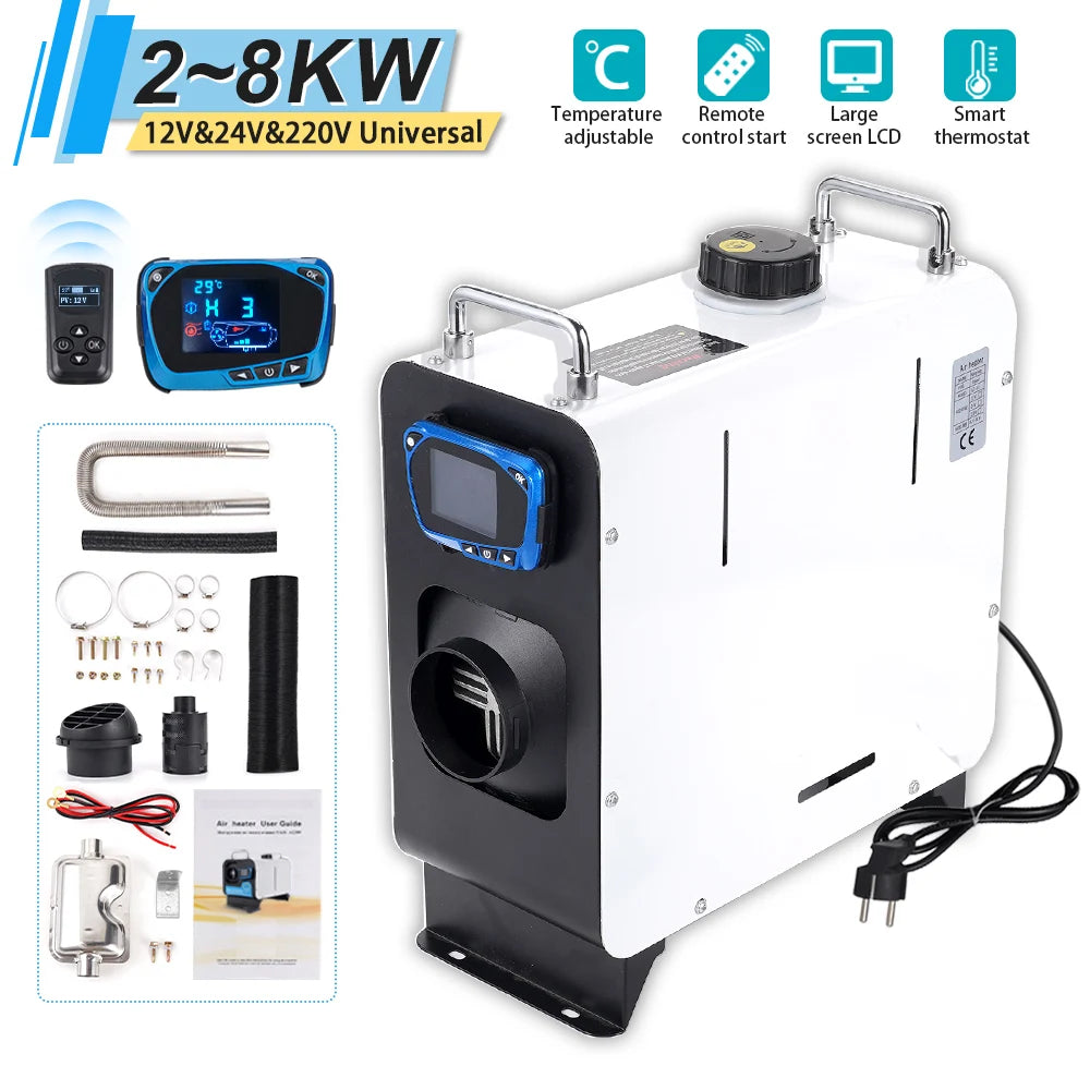 Diesel Heater 12V&24V&220V All in One Car Diesel Air Heater  with Remote Control LCD Switch For Home RV Vehicle Truck 2/5/8KW