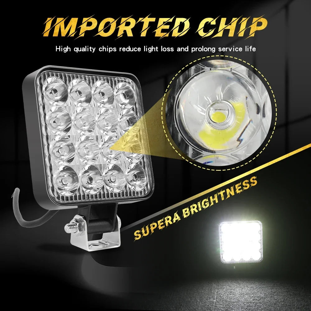 HAOLIDE Mini 4 inch LED Work Light 48W  6000k Off Road Spotlight for Truck 4X4 Car SUV ATV Barra LED Headlights 12V 24V