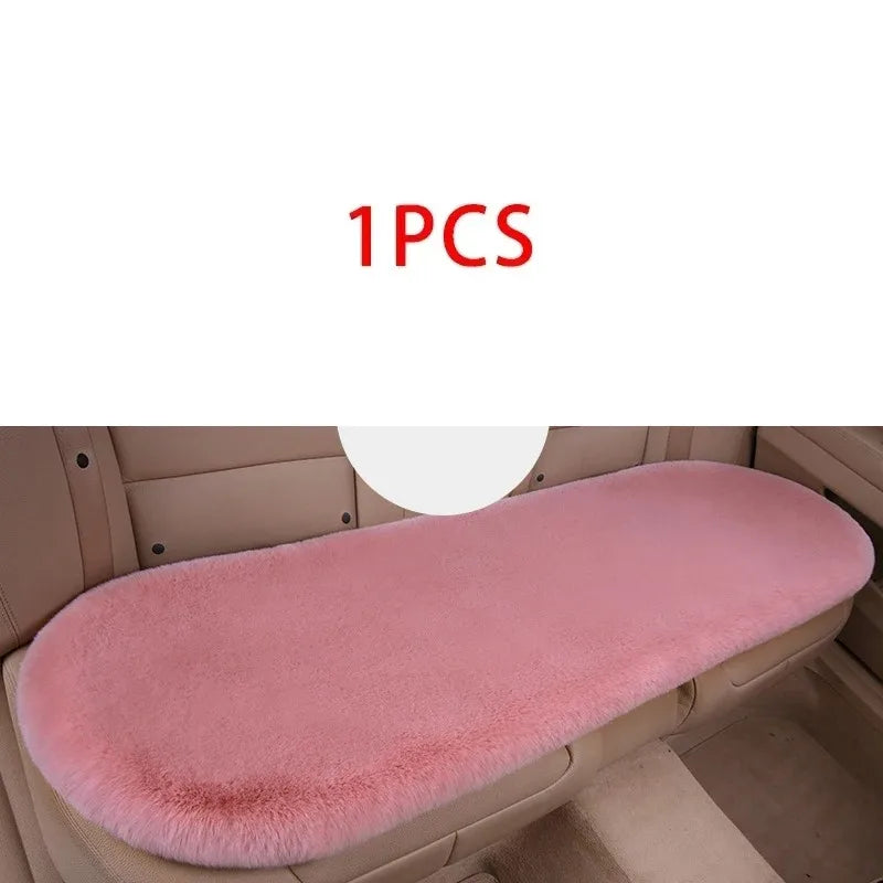Plush Rabbit Fur Car Seat Cushion Winter Warmth Thick Wool Square Multicolor Cushion for Main Driver or Co-pilot Cover Universal