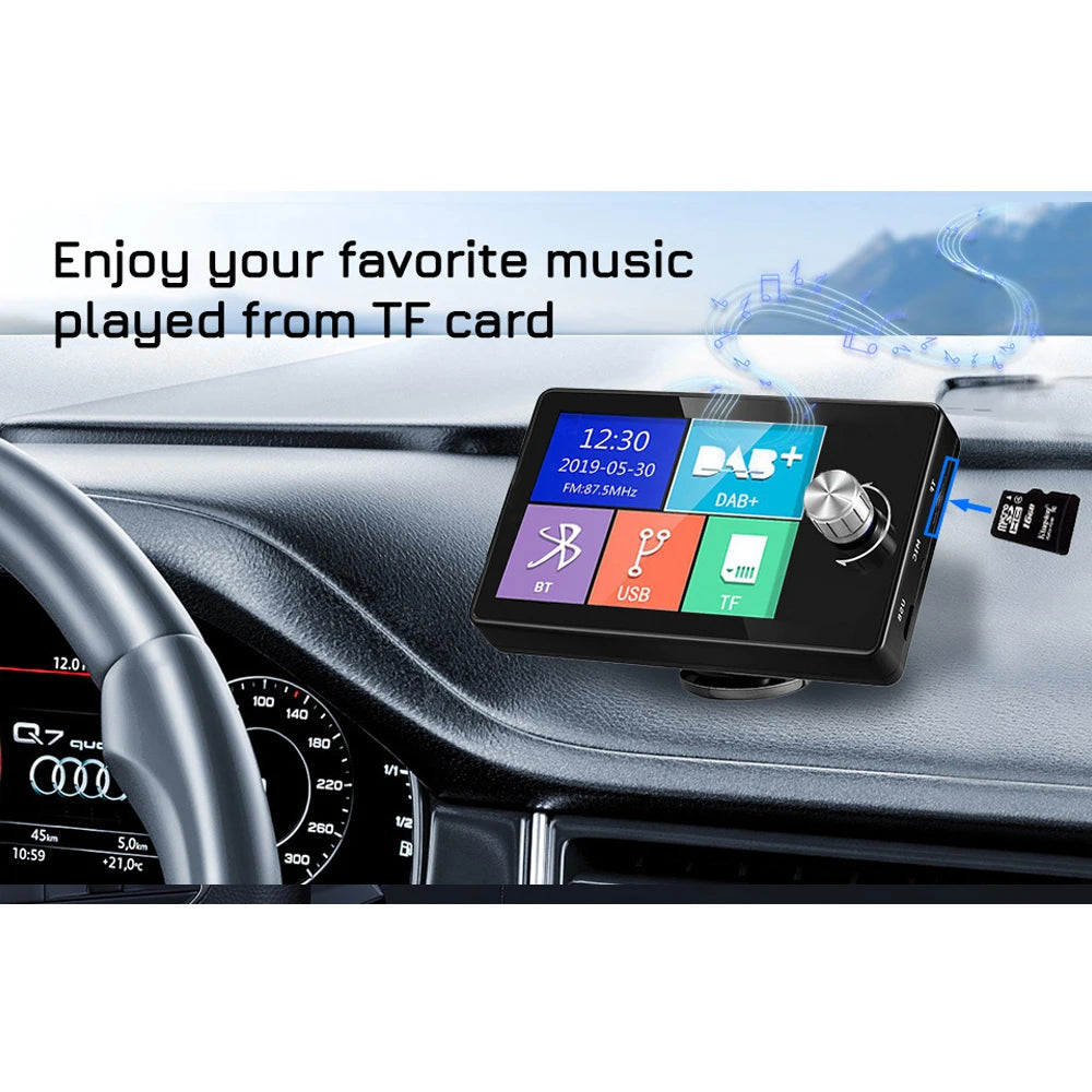 Ezonetronics DAB Radio Receiver In Car with Screen Stereo Sound Digital Signal Antenna Broadcast Adapter FM Transmitter