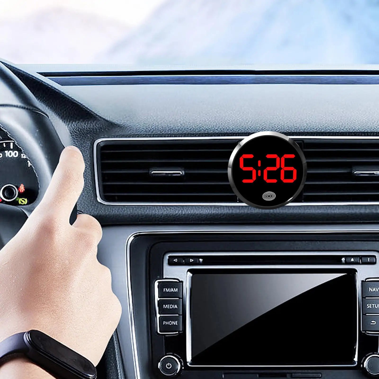 LED Car Clock Luminous Automobiles Internal Stick-On Mini Digital Clocks Auto Ornament Car Accessories