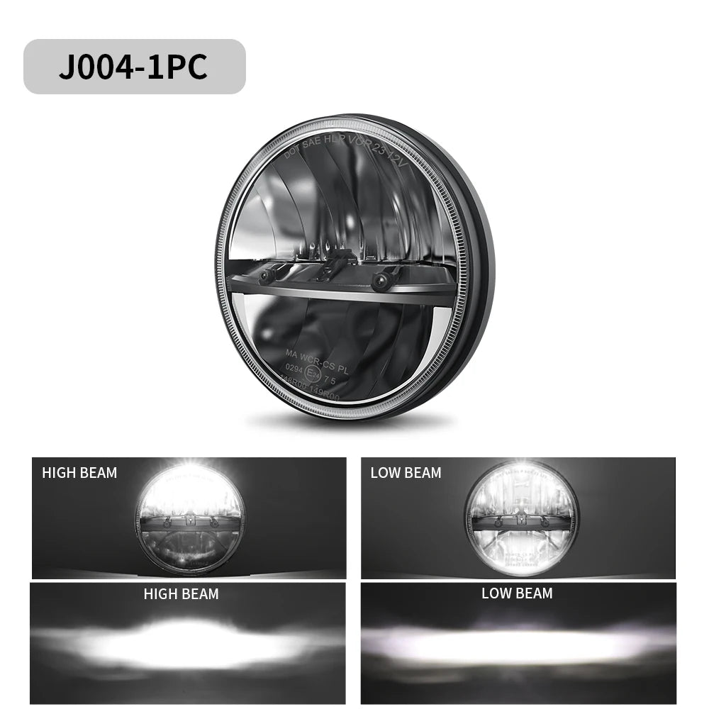 BraveWAY 7 Inch Round LED Headlight, Motorcycle/Offroad/Pickup/Truck,  For Harley For Yamaha For Honda For Jeep Wrangler