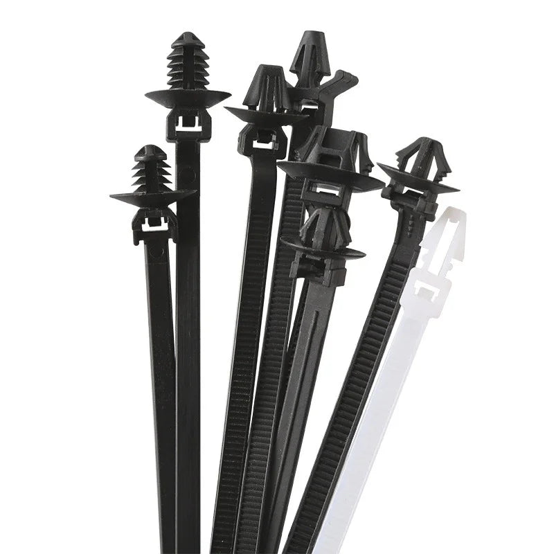 Car Nylon Tie Wrap Cable Fixed Fastener Clips  Strap Self-Locking Nylon Cable Ties Car Hose Fastening Zip