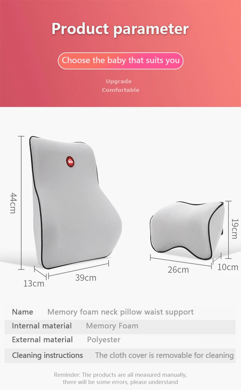 Memory Foam Car Seat Pillow Car Neck Pillow Protective Lumbar Back Support Breathable Car Headrest Cushion For Travel