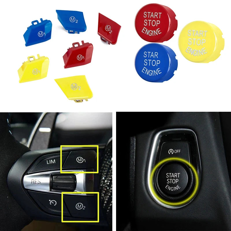 Car Steering Wheel M1 M2 Mode Button & Start Engine Switch Button For BMW M3 M4 M5 M6 X5M X6M F10 F15 F16 F30 F34 F36 M Sport