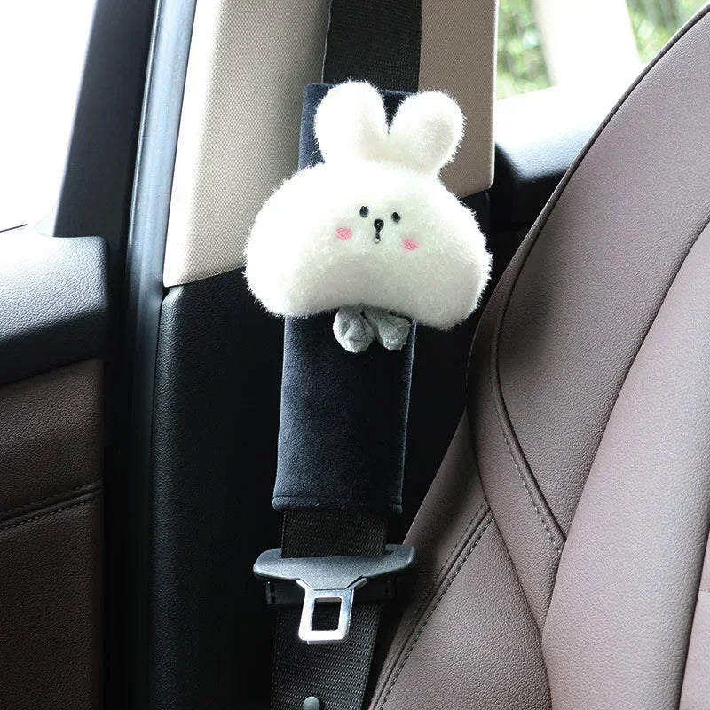 Woman Girl Neck Cushion Rabbit Car Accessories Seat Belt Shoulder Pad Animal Cervical Pillow Universal Headrest Cute Neck Pillow