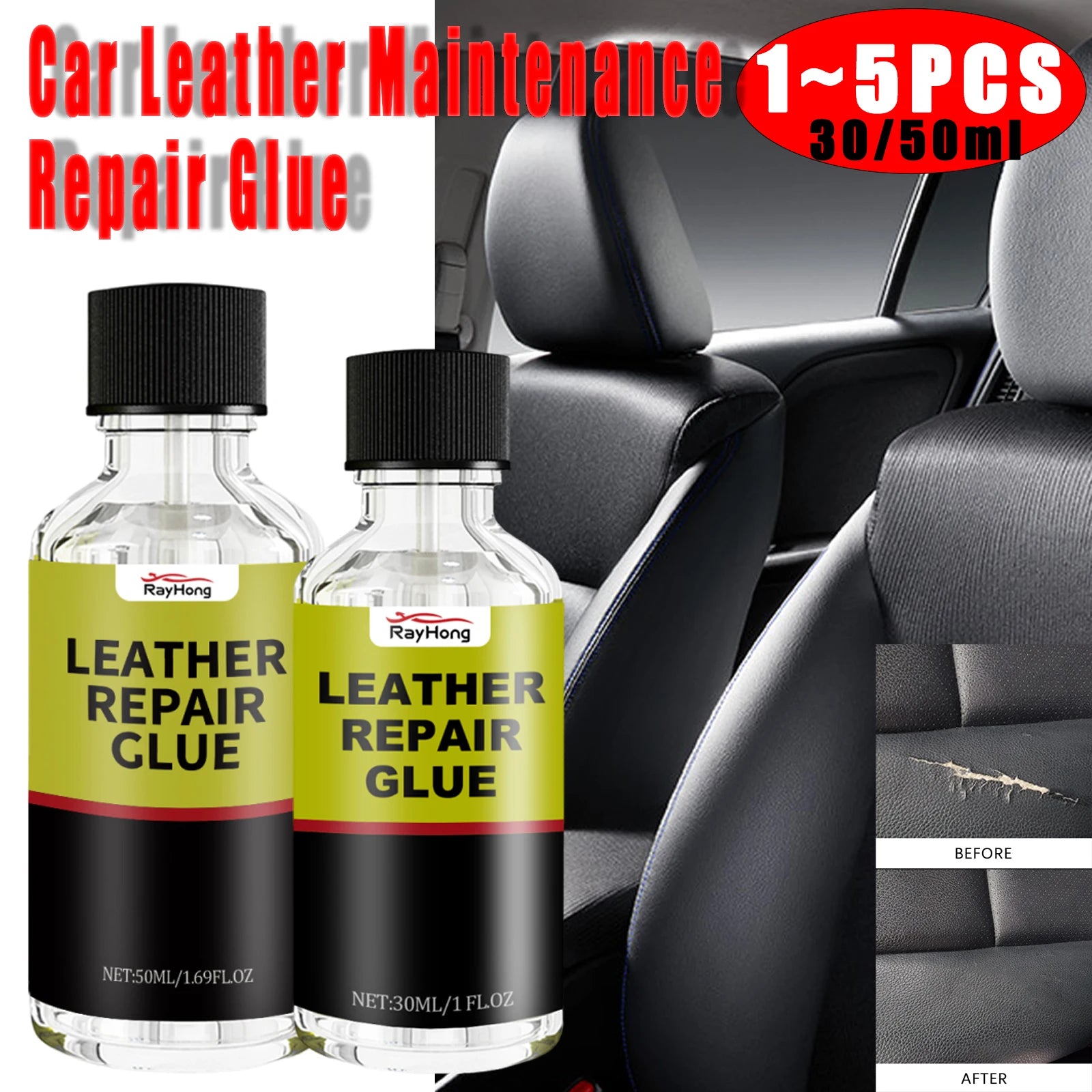 30/ 50ml Car Leather Repair Agent Auto Seat Maintenance Leather Care Liquid Rubber Leather Gel Sofa Car Leather Adhesive Fluid