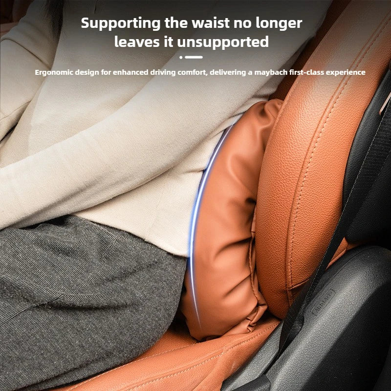 Quality Nappa Leather Car Headrest Lumbar Support Cushion Comfortable Soft Car Neck Pillows Waist Pillow Car Interior Accessorie