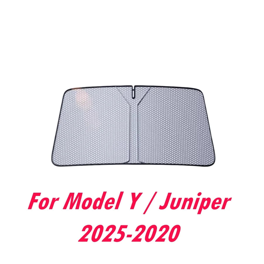 For Tesla Model Y/ Juniper 2025-2020 Upgraded Graphene Heat Insulation Front Sunshade Windshield  [Tailored Fit, 99% Sun Protect