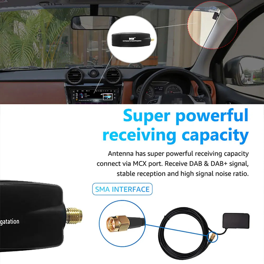 Car DAB+ Digital Radio Box Antenna Aerial USB Interface Car DAB+ Box Radio Receiver Adapter for Android 5.1 and Above Car Radio