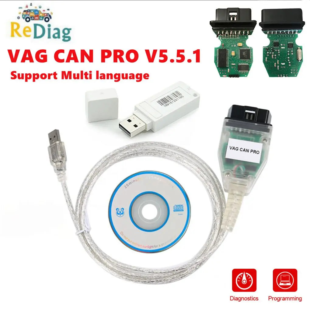 Newest VAG CAN PRO V5.5.1 Professional VCP Scanner OBD2 Diagnostic Interface With Dongle Support Multi-Cars Can Bus UDS K-line