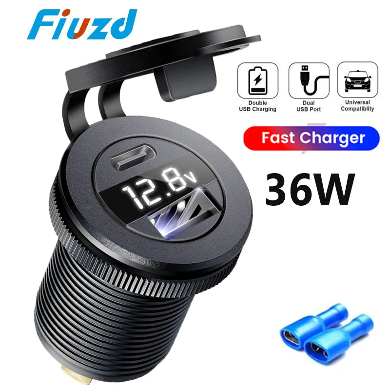 12v automotive usb socket USB C Car Charger Socket 12V/24V 3USB Socket PD3.0 and QC3.0 Car USB Port