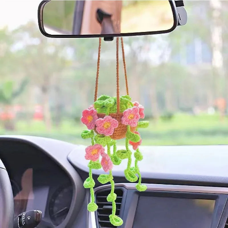 Hot selling car plant ornaments, car decorations, rearview mirror pendants, creative woolen accessories inside the car